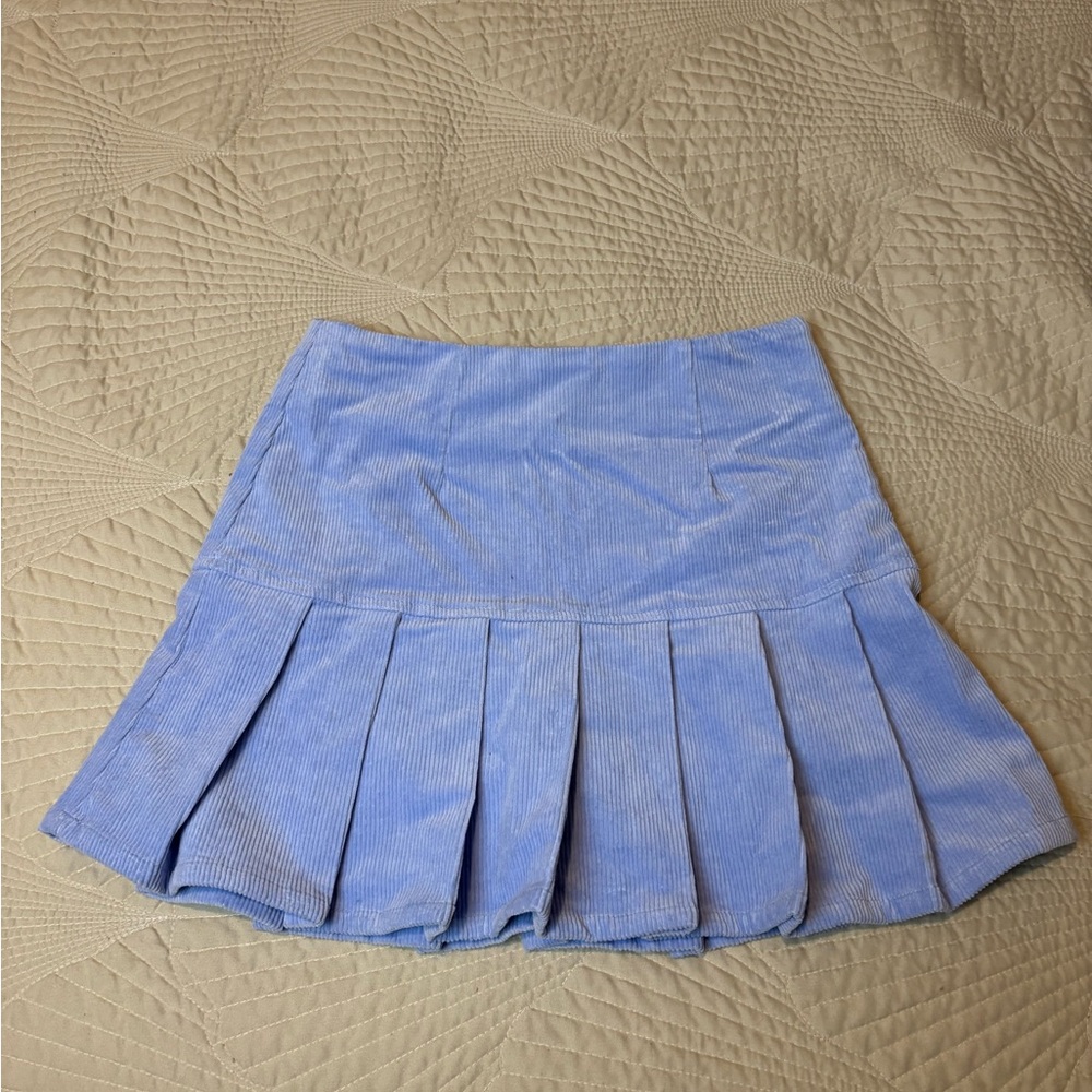 Forever 21 Pastel Blue Corduroy Pleated Skirt
